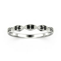 0.12 ct Wedding Band 18K White Gold Over Silver black diamond moissanite Ring