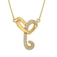 thumbnail image 1 of 0.12 ctw Diamond Heart Initial C Letter Pendant Necklace in 14K Yellow Gold - IGI (with Silver Chain) (I1-I2 Clarity), 1 of 3