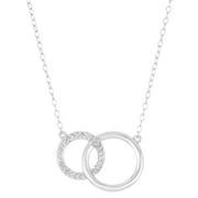 0.125 Carat Diamond Interlocking Circles Pendant Necklace for Women in 925 Sterling Silver on 18 Inch Chain with Spring Ring by Lavari Jewelers