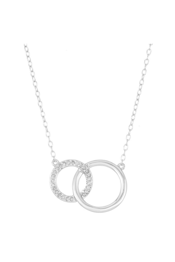 0.125 Carat Diamond Interlocking Circles Pendant Necklace for Women in 925 Sterling Silver on 18 Inch Chain with Spring Ring by Lavari Jewelers
