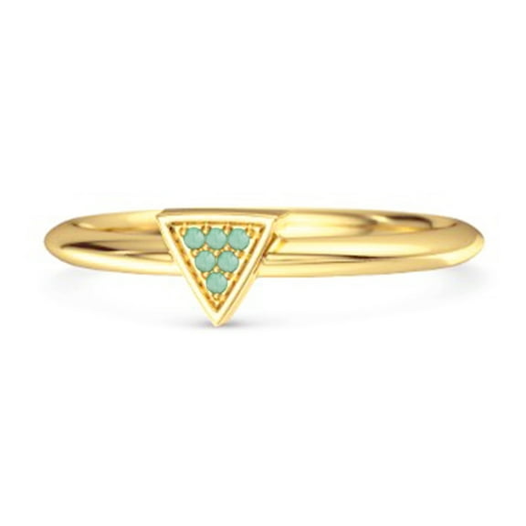 0.12Ct Emerald Love & Pride 925 Sterling Silver Gold Vermeil Stacking Women Valentines Day Gifts Ring