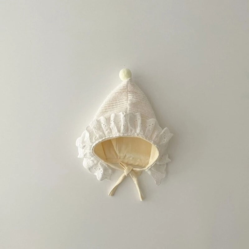 012M Baby Hat Autumn Winter Turban Hat Lace Princess Ear Protections