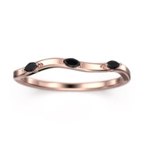 0.12ct Marquise Black Diamond Moissanite 18K Rose Gold Over Silver Wedding Band