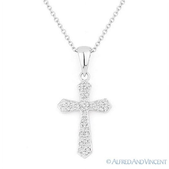 0.12ct Round Cut Diamond Cross Pave in 14k White Gold