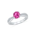 thumbnail image 1 of 0.13 CTTW STERLING SILVER  LAB CREATED  PINK SAPPHIRE  ENGAGEMENT RING, 1 of 4
