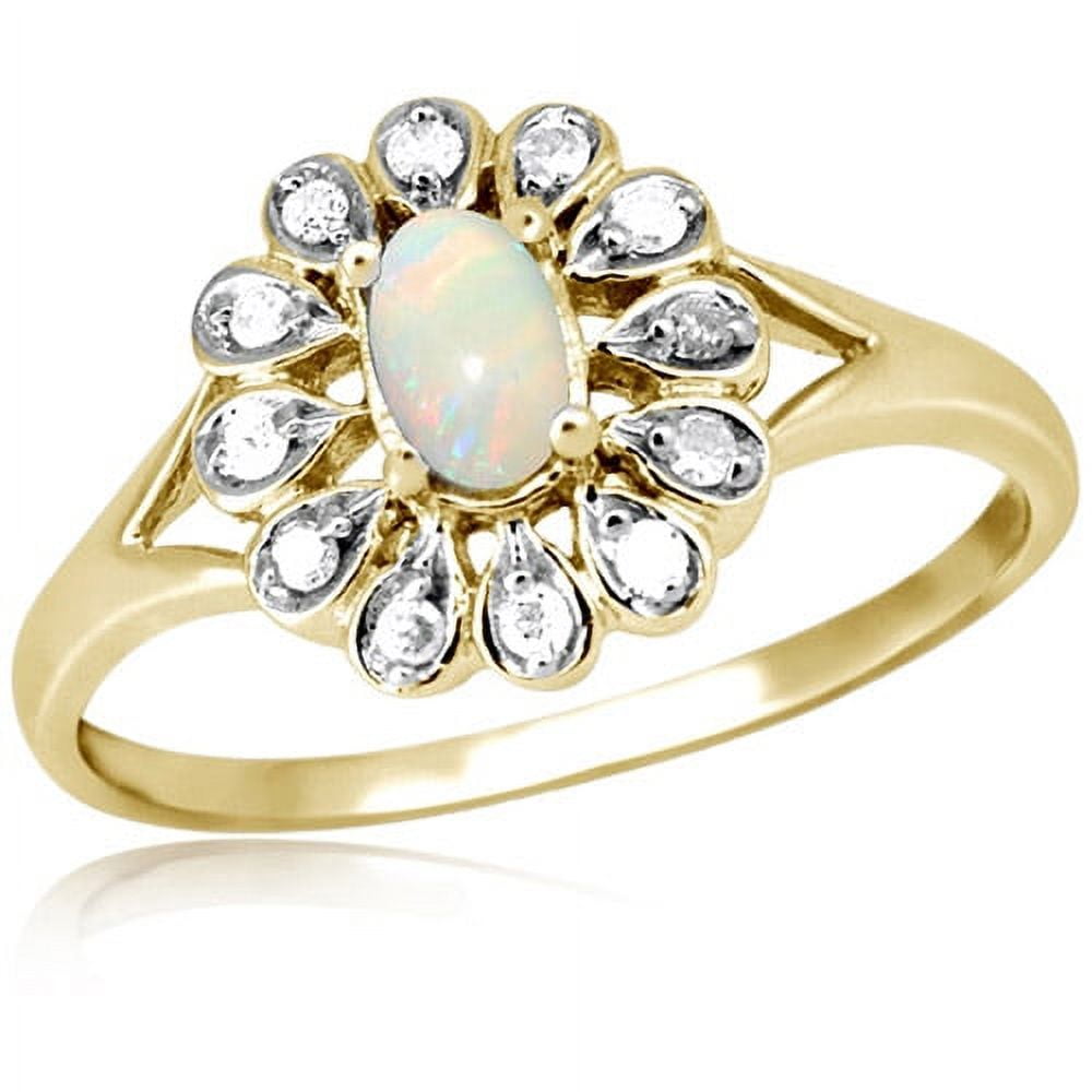 0.13 Carat T.G.W. Opal Gemstone and 1 20 Carat T.W. White Diamond