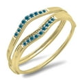 thumbnail image 1 of 0.13 Carat (ctw) 10K Gold Round Blue Diamond Ladies Anniversary Enhancer Guard Wedding Band, 1 of 4