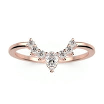 0.13 Ct 1.3mm Round And 3X2.10mm Pear Cut Diamond Moissanite 10K Rose Gold Wedding Band