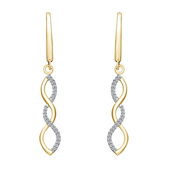 AFFY 0.13 Cttw Round White Natural Diamond Infinity Dangle Earring In 10K Solid Yellow Gold