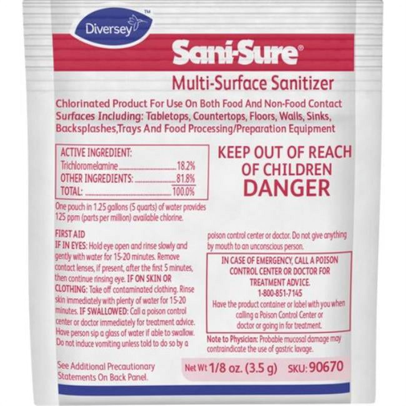 0.13 oz Sani-Sure Multi-Surface Sanitizer, Yellow - Pack of 100