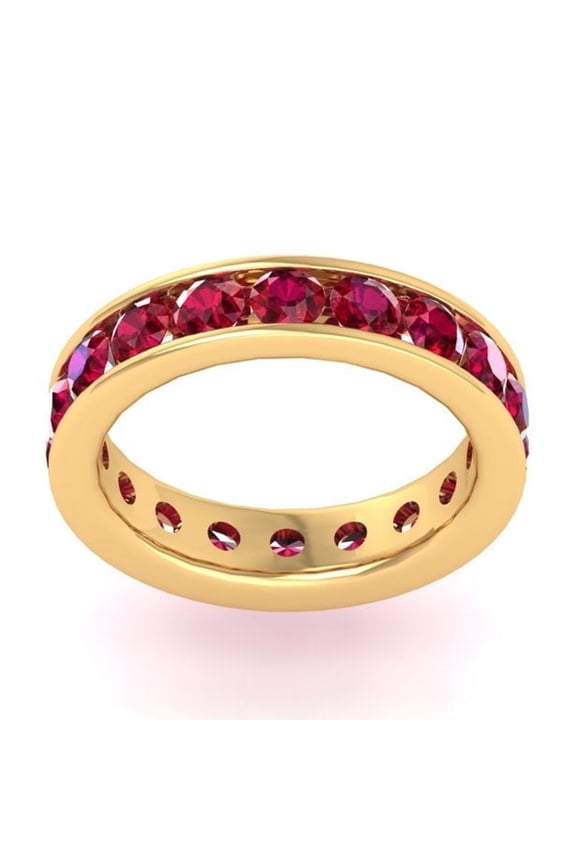 2.0CT Garnet Full Eternity Wedding Anniversary Band Ring in 18KT Gold Over Sterling Silver, Elegant Stackable Ring