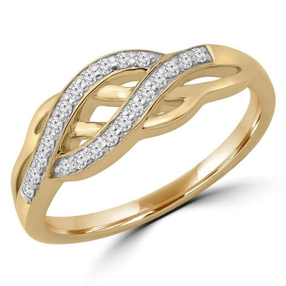 0.14 CTW Round Diamond Criss Cross Semi-Eternity Wedding Band Ring in 14K Yellow Gold - Size 6