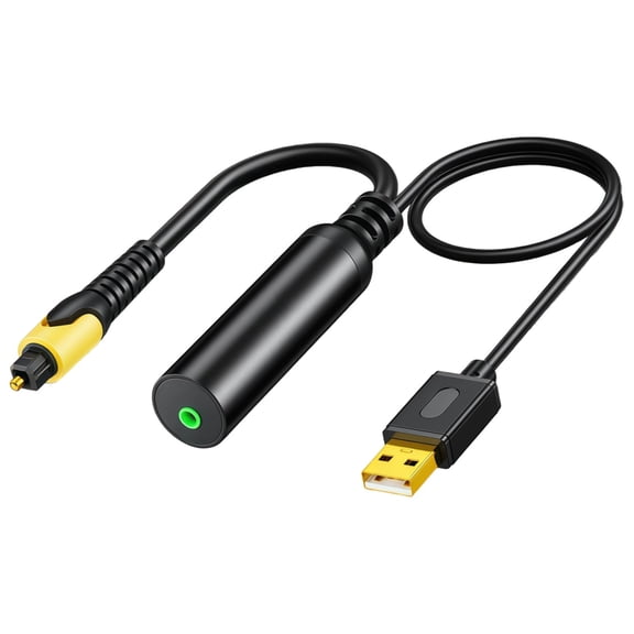 0.14 in (3.5mm) Optical Audio Converter with USB Power, 7.87 in (0.2m) Cable, Gold-plated ABS Housing, Quick Setup, for TVs, Game Systems, and More