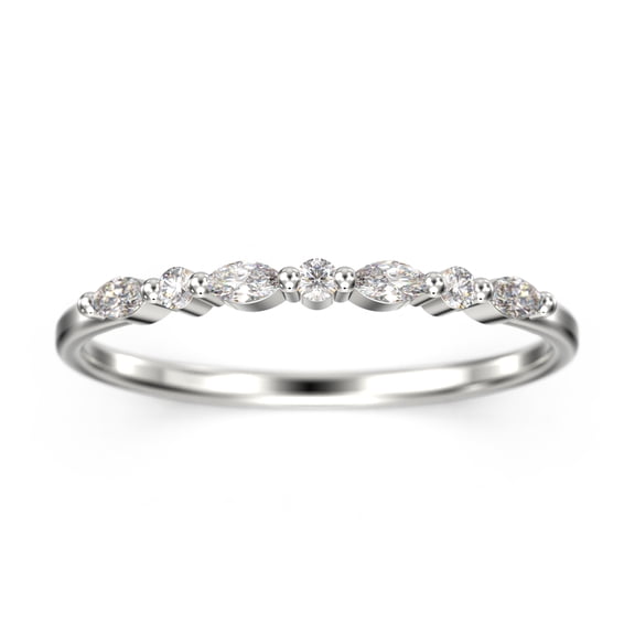 0.14ct Petite Versailles Diamond Moissanite Ring Wedding Band 10k White Gold