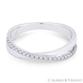 thumbnail image 1 of 0.14ct Round Cut Diamond Overlapping Swirl Stackable Right-Hand Ring in 14k White Gold, 1 of 1