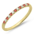 thumbnail image 1 of 0.15 CT 10k Yellow Gold Round Ruby & White Diamond Ladies Anniversary Wedding Band Stackable Ring, 1 of 1