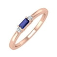thumbnail image 1 of 0.15 Carat Baguette Shape Blue Sapphire and Round White Diamond Wedding Band Ring in 10K Rose Gold (Ring Size 7), 1 of 4