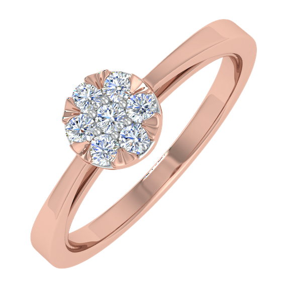 0.15 Carat Cluster Prong Set Diamond Ring in 14K Rose Gold (Ring Size 7.5) (I1-I2 Clarity)