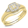 thumbnail image 1 of 0.15 Carat (Ctw) 14K Yellow Gold Round White Diamond Ladies Bridal Engagement Ring Matching Band Set, 1 of 1
