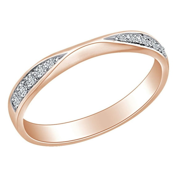 AFFY 0.15 Carat (Ctw) Round Shape White Natural Diamond Anniversary Wedding Band Ring In 14k Solid Rose Gold Ring Size-8.5
