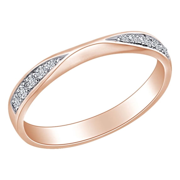 AFFY 0.15 Carat (Ctw) Round Shape White Natural Diamond Anniversary Wedding Band Ring In 14k Solid Rose Gold Ring Size-8