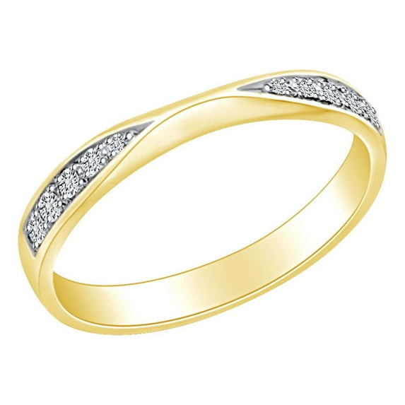 AFFY 0.15 Carat (Ctw) Round Shape White Natural Diamond Anniversary Wedding Band Ring In 14k Solid Yellow Gold Ring Size-9.5