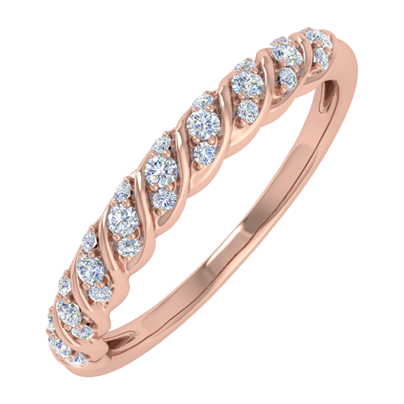 0.15 Carat Diamond Wedding Band Ring in 14K Rose Gold(Ring Size 6.5) (SI1-SI2 Clarity)