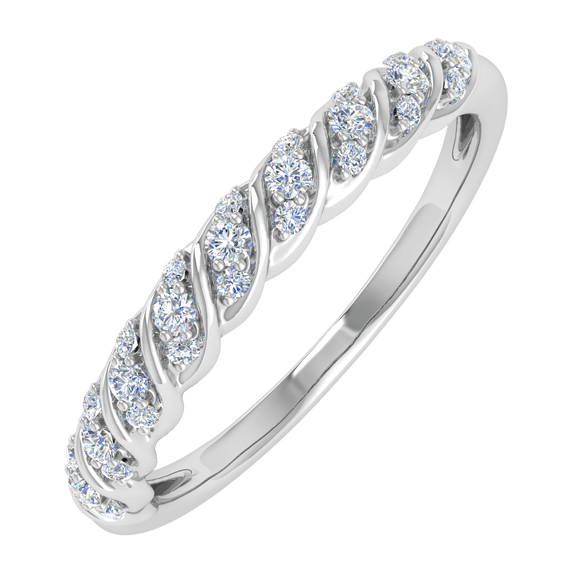 0.15 Carat Diamond Wedding Band Ring in 14K White Gold(Ring Size 10) (SI1-SI2 Clarity)