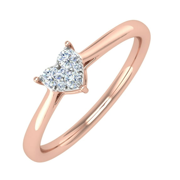 0.15 Carat Heart Shaped Diamond Ring in 14K Rose Gold (Ring Size 5) (SI1-SI2 Clarity)