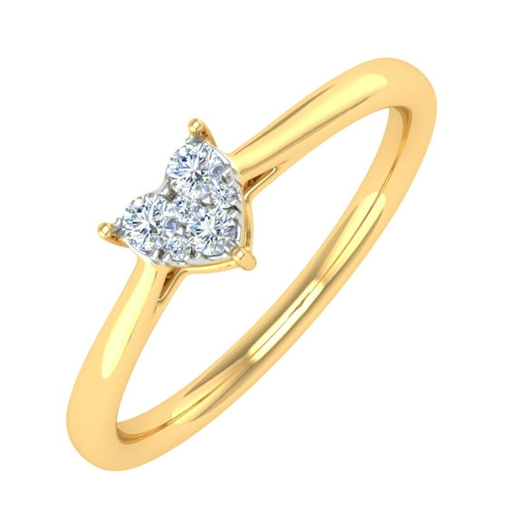0.15 Carat Heart Shaped Diamond Ring in 14K Yellow Gold (Ring Size 4) (I1-I2 Clarity)