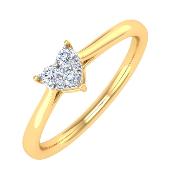 0.15 Carat Heart Shaped Diamond Ring in 14K Yellow Gold (Ring Size 9.25) (I1-I2 Clarity)