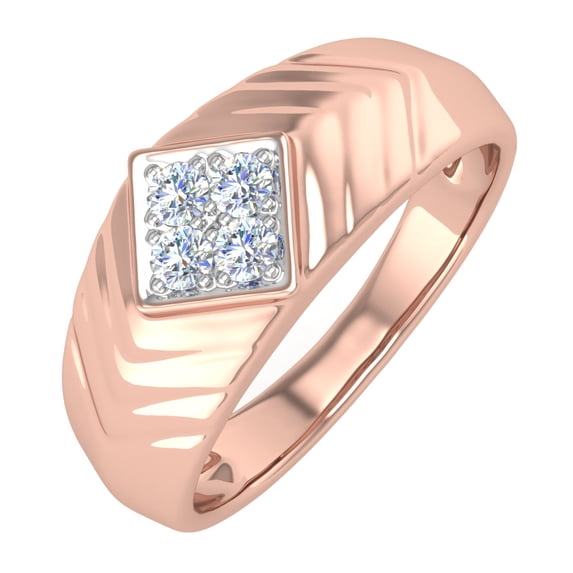 0.15 Carat Men's Diamond Wedding Band Ring in 14K Rose Gold (Ring Size 4.5) (I1-I2 Clarity)