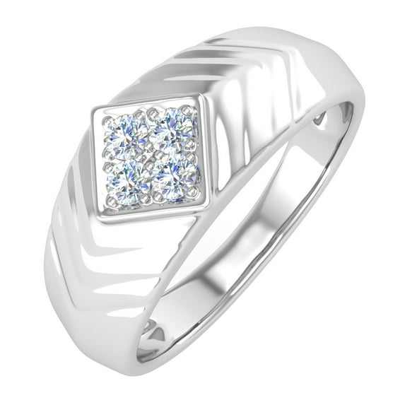0.15 Carat Men's Diamond Wedding Band Ring in 14K White Gold (Ring Size 12) (SI1-SI2 Clarity)