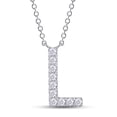 thumbnail image 1 of 0.15 Carat Round Cut Lab Created Moissanite Diamond Initial Letter "L" Pendant Necklace In 14K White Gold Over Sterling Silver Along With 18" Chain (G-H Color, VVS1 Clarity, 0.15 Cttw), 1 of 1