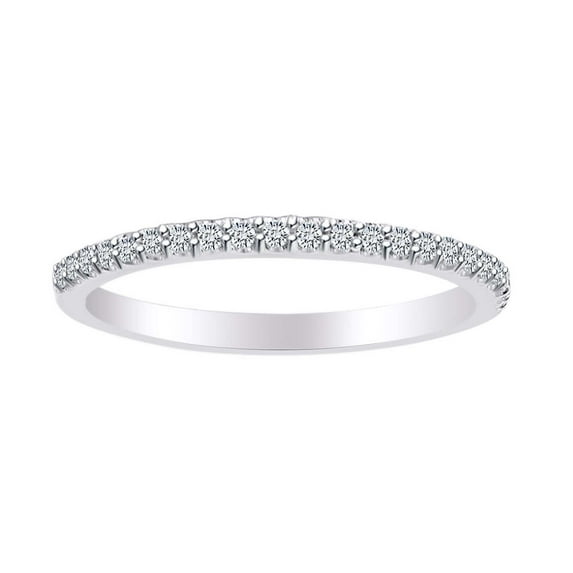 AFFY 0.15 Carat Round Shape White Natural Diamond Half Eternity Wedding Band Ring 18k Solid White Gold Ring Size-9