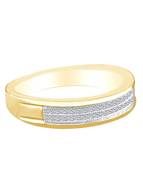 0.15 Carat Round Shape White Natural Diamond Men's Two Row Wedding Band Ring 925 Sterling Silver Ring Size-13.5