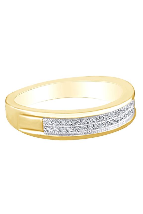 0.15 Carat Round Shape White Natural Diamond Men's Two Row Wedding Band Ring 925 Sterling Silver Ring Size-9.5