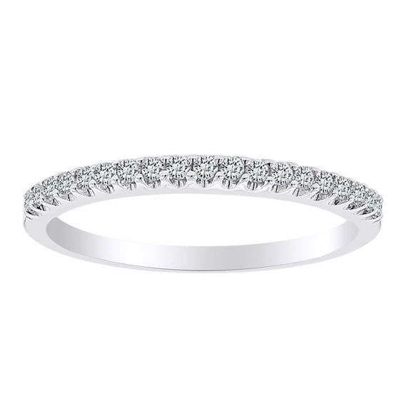 AFFY 0.15 Carat Round shape White Natural Diamond Half Eternity Wedding Band Ring 18k Solid White Gold Ring Size-10