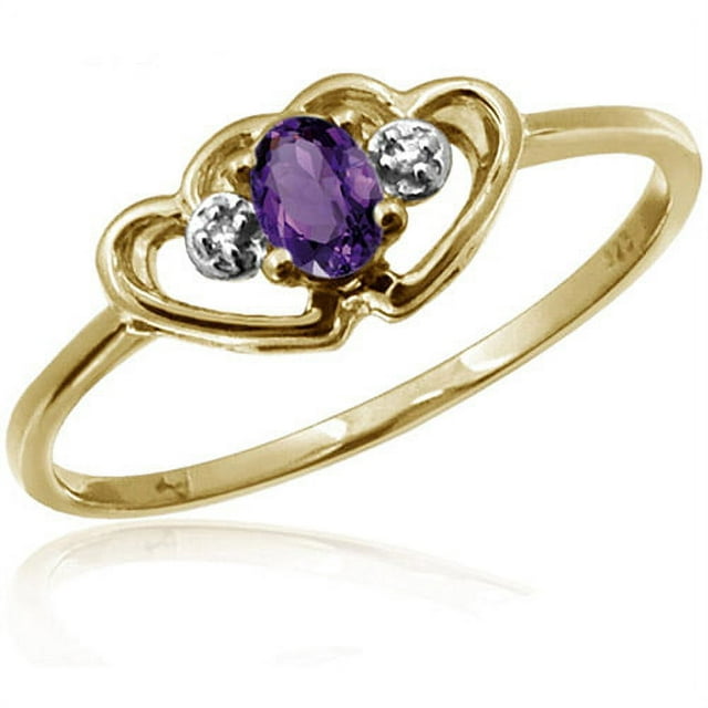 0.15 Carat T.G.W. Amethyst Gemstone and White Diamond Accent Ring