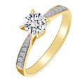thumbnail image 1 of AFFY 0.15 Carat (cttw) Round Shape White Natural Diamond Solitaire With Accent 14k Solid Yellow Gold Ring Ring Size 10, 1 of 1
