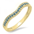 thumbnail image 1 of 0.15 Carat (ctw) 10K Yellow Gold Round Blue Diamond Ladies Anniversary Wedding Band Guard Ring, 1 of 1