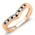 thumbnail image 1 of 0.15 Carat (ctw) 14K Rose Gold Round Real Black & White Diamond Wedding Stackable Band Anniversary Guard Chevron Ring, 1 of 1