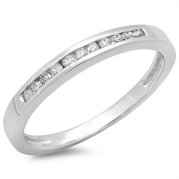 0.15 Carat (ctw) 14K White Gold Round Diamond Ladies Anniversary Wedding Band Stackable Ring