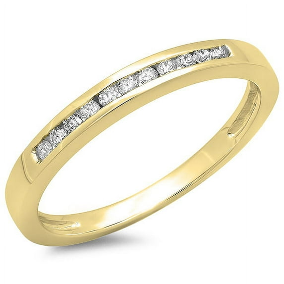 0.15 Carat (ctw) 14K Yellow Gold Round Diamond Ladies Anniversary Wedding Band Stackable Ring