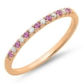 thumbnail image 1 of 0.15 Carat (ctw) 14k Rose Gold Round Pink Sapphire & White Diamond Ladies Anniversary Wedding Band Stackable Ring, 1 of 1