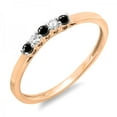 thumbnail image 1 of 0.15 Carat (ctw) 18K Rose Gold Round Black & White Diamond Ladies 5 Stone Anniversary Wedding Band Ring, 1 of 1