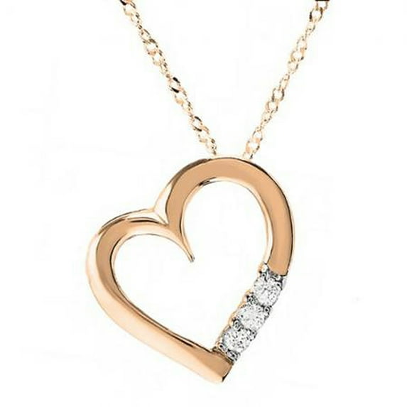 0.15 Carat (ctw) 18k Gold 3 Stone Diamond Heart Pendant