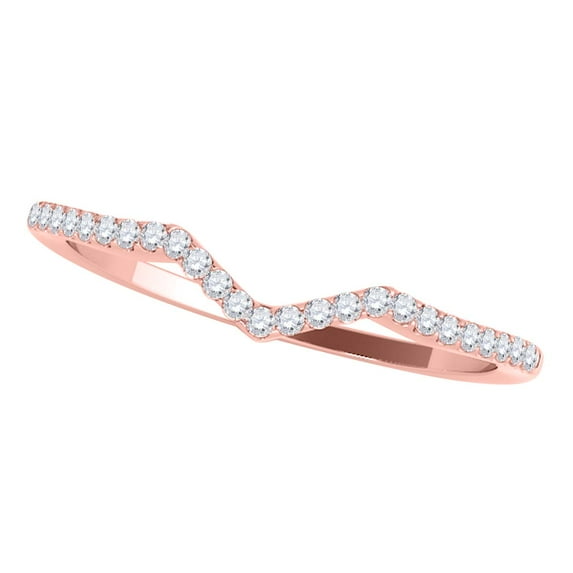 0.15 Ct Diamond Wedding Band - Bridal Ring Set - 14K Rose Gold