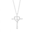 thumbnail image 1 of 0.15 Ct Excellent Round Cut Natural Diamond Unique Religious Cross Necklace for Ladies Solid 14K White Gold With 18 inches chain, 1 of 3