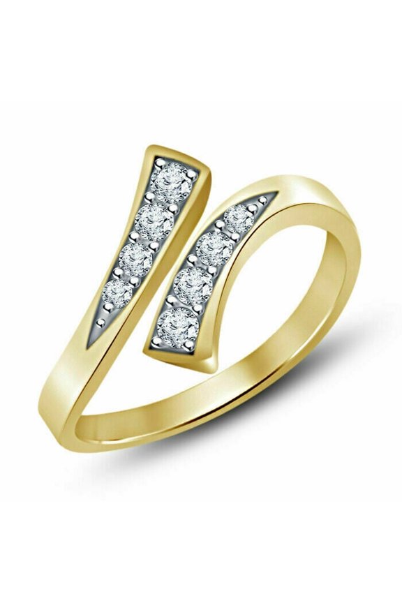 0.15 Ct Round Lab Created Diamond Adjustable Toe Ring 14k Yellow Gold Finish